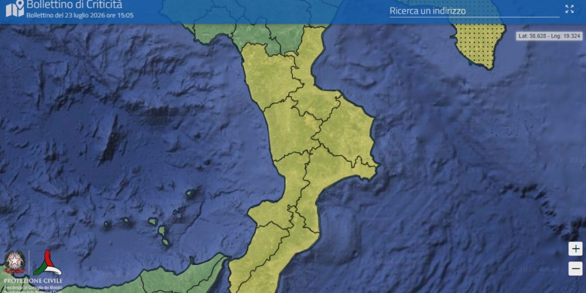 Maltempo, bollettino ProCiv: allerta gialla in Calabria per venerdì 24 luglio
